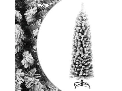 Úzký umělý vánoční stromek zasněžený zelený 120 cm PVC 329257