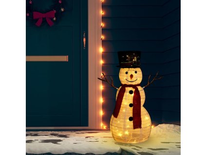 Dekorativní vánoční sněhulák s LED luxusní tkanina 60 cm 329759
