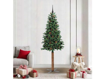 Úzký vánoční stromeček s 300 LED diodami Zelená 210 cm 3394878