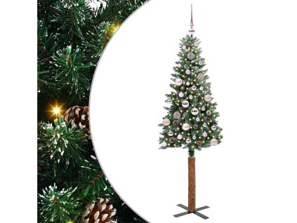 Úzký vánoční stromeček s 150 LED diodami Zelená a bílá 150 cm 3394888