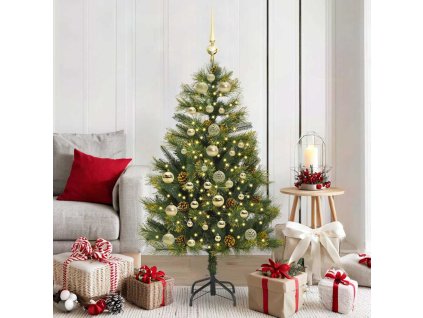 Umělý sklopný vánoční stromeček s kužely Zelená 150 cm 3395084