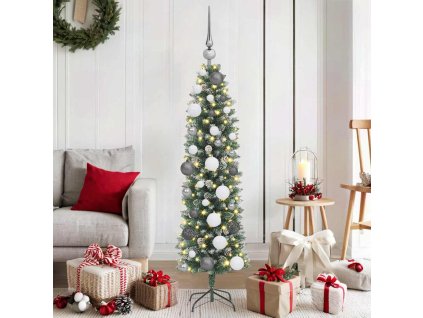 Umělý štíhlý vánoční strom s stojanem Zelená a bílá 120 cm 3395268