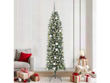 Umělý štíhlý vánoční strom Zelená 210 cm PVC, kov a plast 3395304
