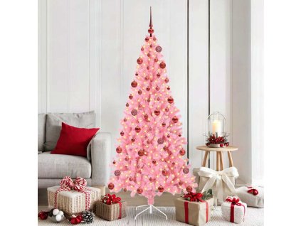 Vánoční stromeček s 300 LED diodami Růžová 180 cm PVC 3396429