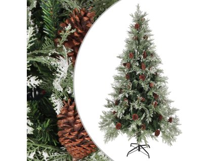 Vánoční stromek se šiškami zelenobílý 225 cm PVC a PE 340536