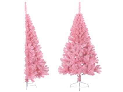Umělý poloviční vánoční stromek se stojanem růžový 120 cm PVC 344670