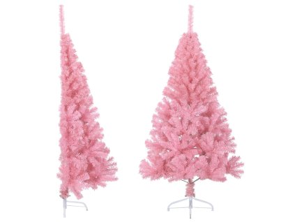 Umělý poloviční vánoční stromek se stojanem růžový 150 cm PVC 344671