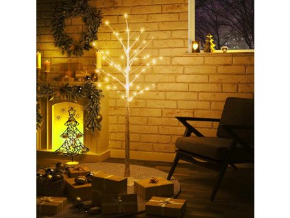 Bílá bříza 72 teplých bílých LED diod 150 cm 345143