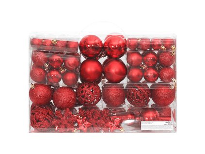 111dílná sada vánočních ozdob červená polystyren 356110