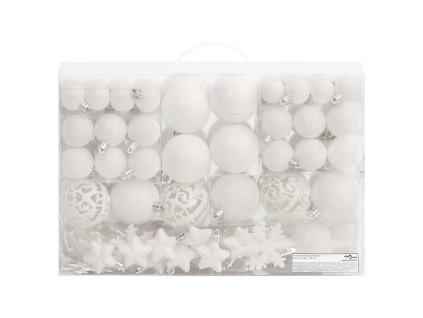 111dílná sada vánočních ozdob bílá polystyren 356115