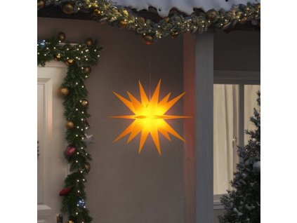 Svítící vánoční hvězda s LED skládací žlutá 57 cm 356189