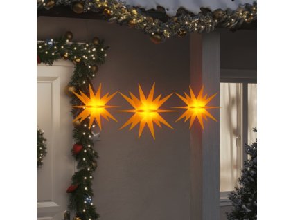 Svítící vánoční hvězdy s LED 3 ks skládací žluté 356198