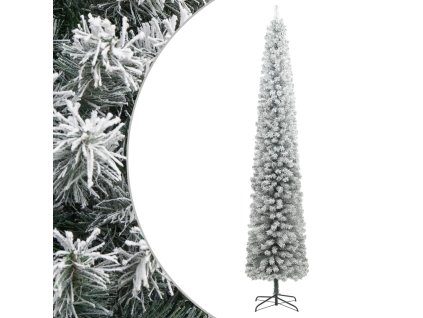 Úzký vánoční stromek se stojanem zasněžený 270 cm PVC 357686