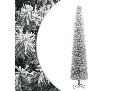 Úzký vánoční stromek se stojanem zasněžený 300 cm PVC 357687