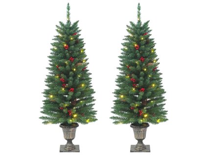Umělé vánoční stromky 2 ks 100 LED diod zelené 120 cm 357770