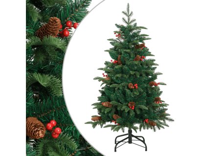 Umělý sklápěcí vánoční stromek s šiškami a bobulemi 120 cm 358374