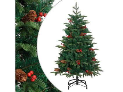 Umělý sklápěcí vánoční stromek s šiškami a bobulemi 150 cm 358375