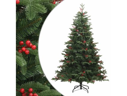 Umělý sklápěcí vánoční stromek s šiškami a bobulemi 240 cm 358378