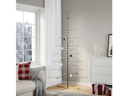 Kovový vánoční stromeček s dřevěnou základnou černý 210 cm 4018961