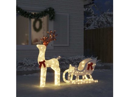 Vánoční dekorace sobi a sáně 100 chladná bílých LED diod 4019493