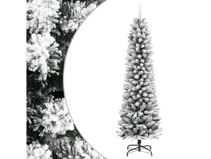 Umělý úzký vánoční stromek zasněžený 210 cm PVC a PE 4019688