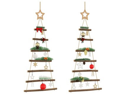 Závěsné vánoční stromky s hvězdami na vrcholu 2 ks 42 x 90 cm přírodní větve 4101009