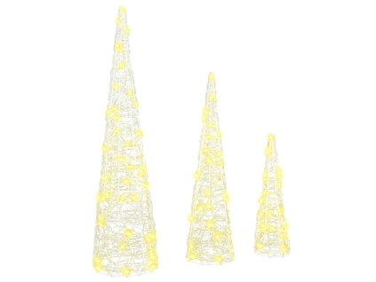 Vánoční stromeček 3 pcs Teplá bílá 20 x 20 x 80 cm Akryl 42019015