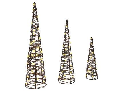 Vánoční stromeček 3 pcs Teplá bílá 20 x 20 x 80 cm Ratan 42019021