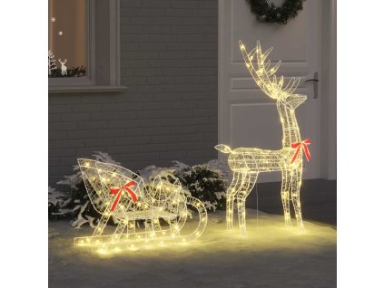 Sáně tažené sobem Teplá bílá 70 x 26 x 130 cm Akryl 42019075