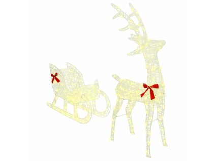 Sáně tažené sobem Teplá bílá 70 x 26 x 128,5 cm Akryl 42019075