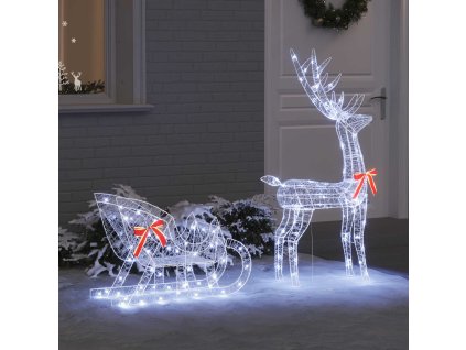 Sáně tažené sobem Studená bílá 70 x 26 x 130 cm Akryl 42019076