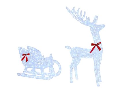 Sáně tažené sobem Studená bílá 70 x 26 x 128,5 cm Akryl 42019076