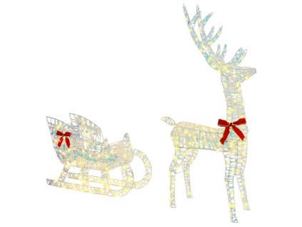 Sáně tažené sobem Teplá bílá 70 x 26 x 128.5 cm PET 42019079