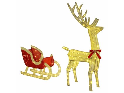 Sáně tažené sobem Teplá bílá 70 x 26 x 128.5 cm textil 42019082