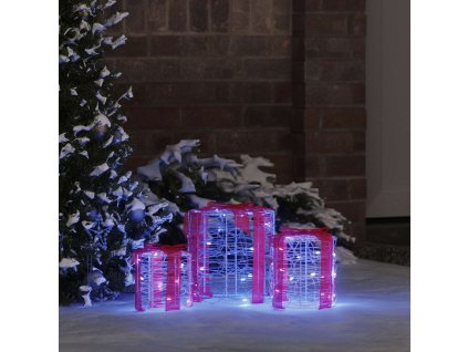 Dekorace Dárkové Krabičky 3 pcs Modrá 20 x 20 x 21 cm Akryl 42019086