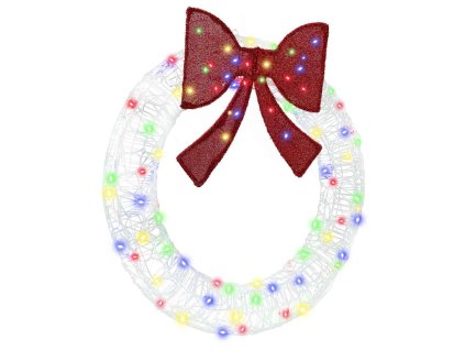 Věnec s 80 LED diodami Vícebarevný 92 x 9.5 x 92 cm Akryl 42019128