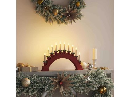Vánoční svíčkový oblouk s 10 LED svíčkami Červená 42019711
