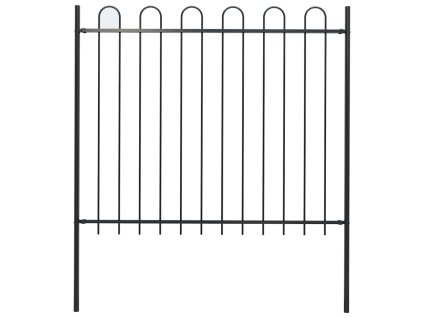 Zahradní plot s obloukem nahoře ocelový 181 x 150 cm černý 144932