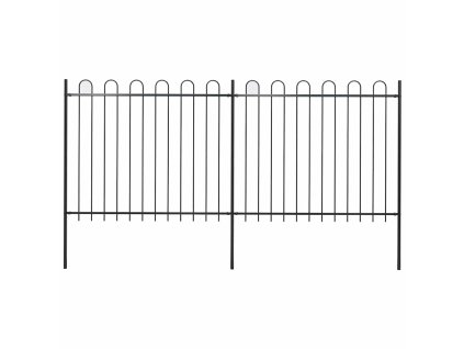 Zahradní plot s obloukem nahoře ocelový 359 x 150 cm černý 277675