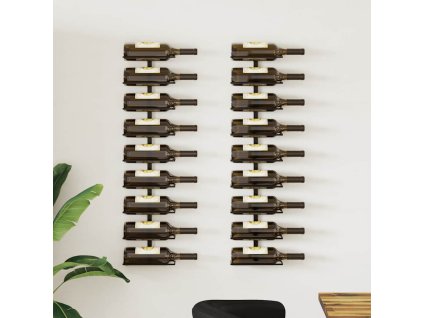 Nástěnný stojan na víno na 18 lahví 2 ks černý železo 289562