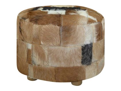Taburet, kozí kůže, kulatý, 50x50x45 cm 244548