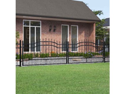 Plotová branka s kopím nahoře černá 406 x 100 cm, práškově lakovaná ocel 151100