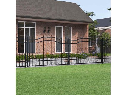 Plotová branka s kopím nahoře černá 406 x 125 cm, práškově lakovaná ocel 151101