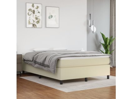 Rám postele s boxspringem krémová 140 x 190 cm umělá kůže 3121043