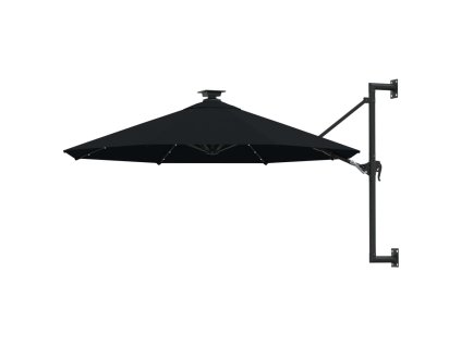 Nástěnný zahradní slunečník s LED 300 cm černý 312528