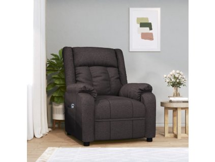 Elektrické polohovací křeslo tmavě hnědé textil 3143572