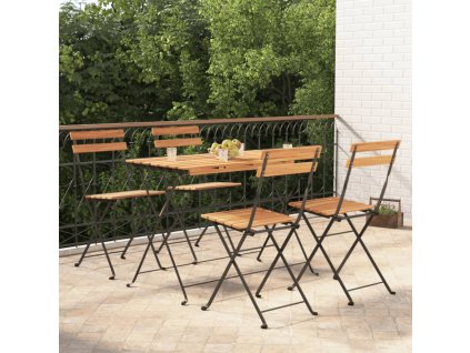 5dílný skládací bistro set masivní akáciové dřevo a ocel 3152098