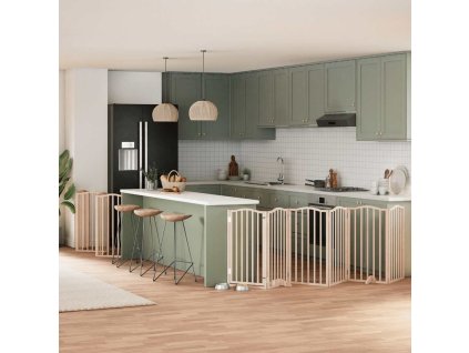 Zábrana pro psy s dvířky skládací 12 panelů 600 cm topol 3155589