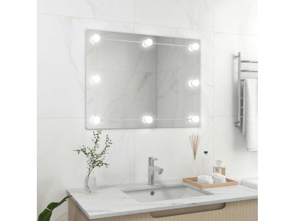 Nástěnné zrcadlo bez rámu s LED osvětlením obdélníkové sklo 3078644