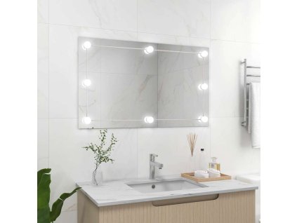 Nástěnné zrcadlo bez rámu s LED osvětlením obdélníkové sklo 3078645